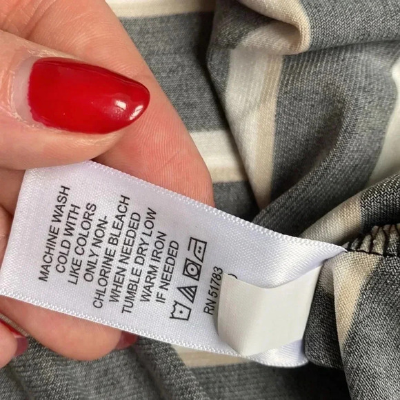 Maurices Stripe Flutter Sleeve Wrap Dress V-Neck Black White Tan Gray Size S - Picture 11 of 13